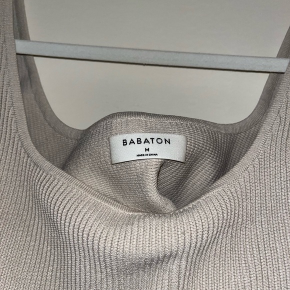 Babaton Sculpt Knit Squareneck Cropped Tank - Matte Pearl - Picture 5 of 5